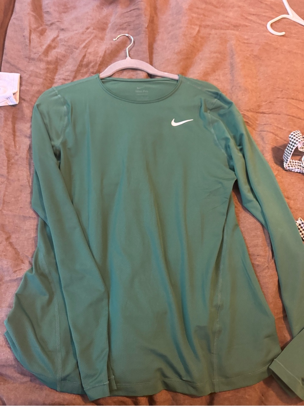 Nike Women's Long-Sleeve Dri-FIT Top - Teal Green with White Swoosh
